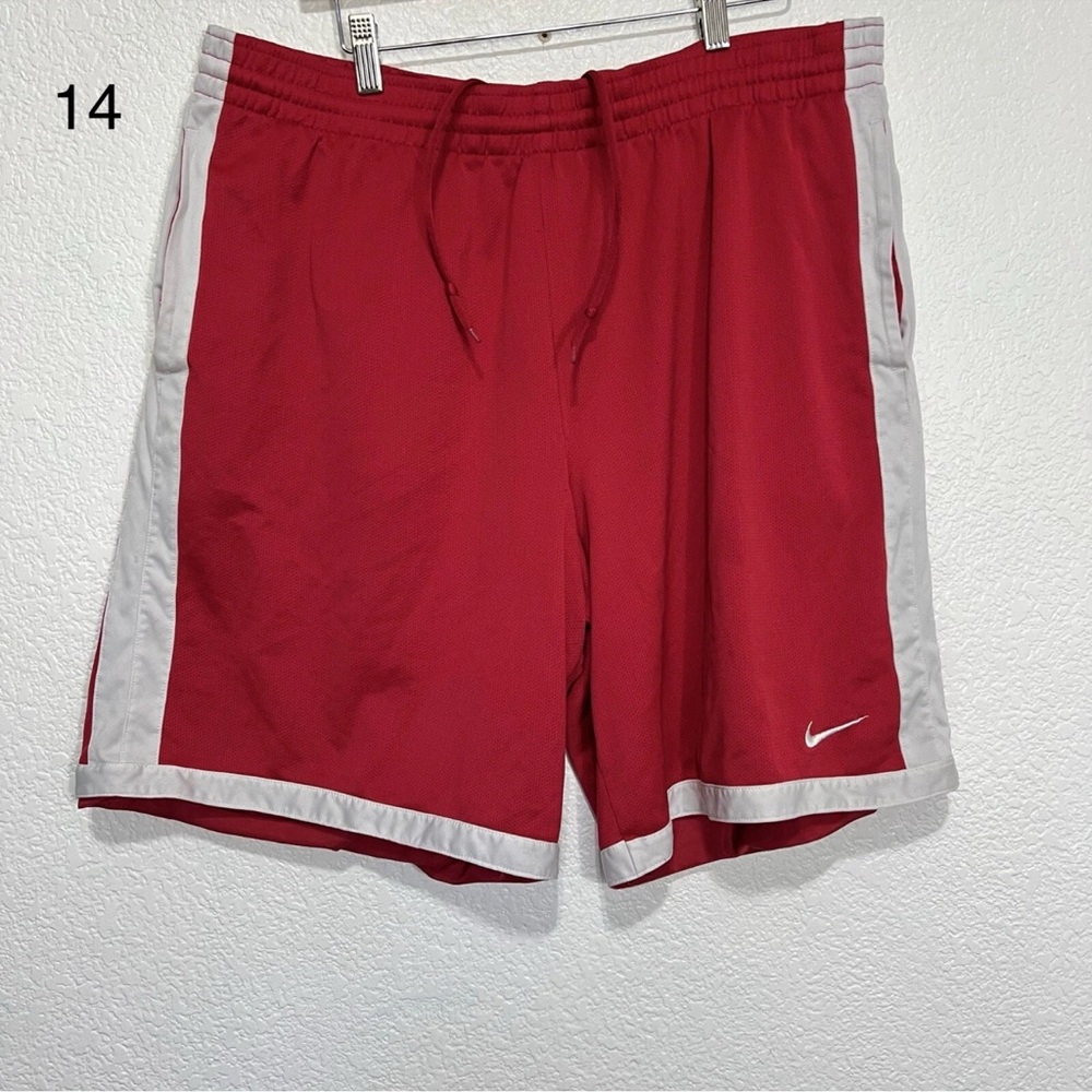Vtg Nike Shorts Mens XXL 38x9” Red/White Trim Basketball NBA draw String Pocket